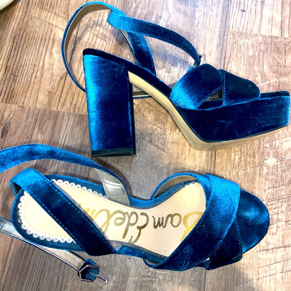 Sam Edelman MARA Blue Velvet Platform Size 7.5